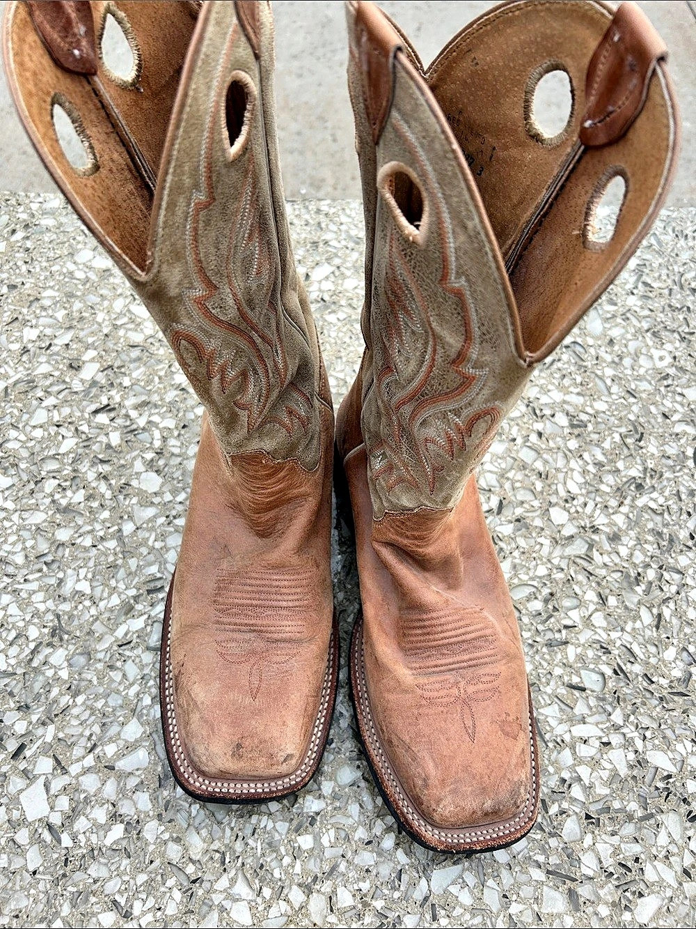Justine Square Toe Western Boots in Brown